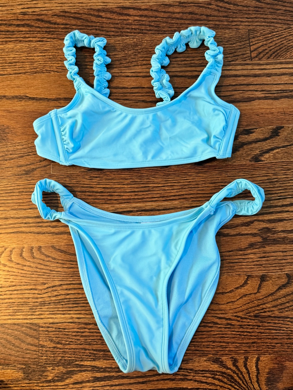 Light Blue Scrunch Strap Bikini Set size small